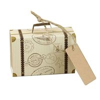 MOOUS 10PCs Wedding Favor Candy Box Mini Suitcase Kraft Candy Box Wedding Candy Boxes with Tags and Burlap Twine for Anniversary Birthday Baby Shower Box(3.15 x1.97 x0.98 inch)