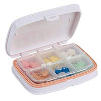 Bidear Compact Pill Case Moisture Proof Travel Medicine Vitamin Organizer Box Portable Pill Dispenser Small Pocket Pill Holder Daily Pill Container for Supplements (White, 6 Compartments)