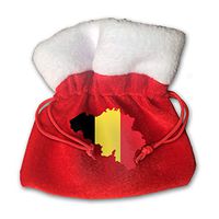 NRIEG Flag Map of Belgium Christmas Candy Bags Santa Claus Gift Treat Sacks with Drawstring Xmas Stocking Ornaments Decor Handbag