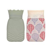 Xboun Microwave Heating Bottle Environmental Silicone Transparent Hot Water Bag with Knit Cover, Hot & Cold Therapies-Gift for Birthday, Christmas, Valentine's Day, Gift Exchange Party (Small, Gray)