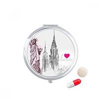I Love New York America Country City Travel Pocket Pill case Medicine Drug Storage Box Dispenser Mirror Gift