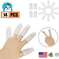 Gel Finger Cots, Finger Protector Support(14 PCS) NEW MATERIAL Finger Sleeves Great for Trigger Finger, Hand Eczema, Finger Cracking, Finger Arthritis and More. (Small size) (White, Small)
