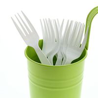 AmerCare Medium-Heavy Weight Polystyrene Forks, White, Case of 1000