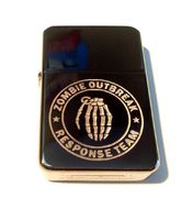 Vector KGM Thunderbird Custom Lighter - NEW Dead MAN Skeleton Military Seal Zort Z.o.r.t. Zombie Outbreak Response Team Logo Black Sparkle ICE High Polish Chrome Rare!