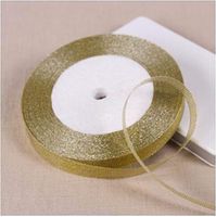 WQDWF Ribbons 6mm 25 Yard/roll Gold Onions Belt Ribbon for Gift Packaging, Golden and Silver Glitter Webbing Decoration Gift Christmas Ribbons,Golden,6mm