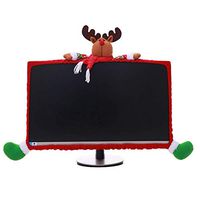 Chris.W Reindeer Computer Monitor Dust Cover Christmas Decoration for 19" - 27" Screen, Dustproof TV Screen Protector