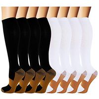 Copper Compression Socks For Men & Women -8 Pairs- Best for Running, Athletic, Medical, Pregnancy and Travel (C2-Black / Black / Gray / Black / Black / White / White / Black-8 pack, Large / X-Large)