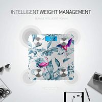 Bluetooth Body Fat Scale Floral Tropical Leaves Smart Wireless Scale with LCD Display Measuring Body Weight Bmi and Health Digital Scale