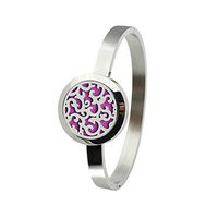 Aromatherapy Essential Oil Diffuser Hollow Smooth Stainless Steel Cloud Floral Pendant 25mm vintage Bangle Bracelet for Perfume