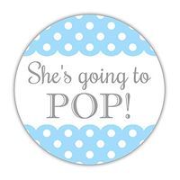 40 Ready to pop Stickers Blue, 2 inches - Going to pop Labels - Baby Shower Popcorn Favors (Sky Blue)