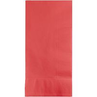 Club Pack of 600 Coral Pink Red Premium 2-Ply Disposable Dinner Napkins 8"