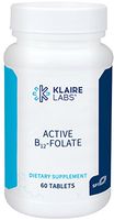 Klaire Labs Active B12-Folate Lozenges - Vitamin B12 Supplement - High Potency Methylcobalamin and Methylfolate - Supports Memory, Mood and Vascular Health - Hypoallergenic (60 Dissolvable Tablets)