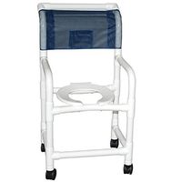 MJM International 118-3TW-CB-DDA-SF Standard Shower Chair, Cushion Back, Double Drop Arms, Slide Out Footrest, 300 oz Capacity, 40.5" Height x 22" Width x 25.25" Depth, Royal Blue/Forest Green/Mauve