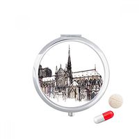 Notre-Dame de in Paris France Travel Pocket Pill case Medicine Drug Storage Box Dispenser Mirror Gift
