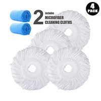 Microfiber Replacement Mop Head Refill for 360° Spin Magic Mop - Round Shape Standard Universal Size (4 Pack)
