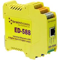 BRAINBOXES ED-588 / Ethernet to Digital IO 8 Inputs + 8 Outputs /1 x Network (RJ-45) - 1 x Serial Port - Fast Ethernet - Rail-mountable