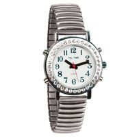 Ladies Talking Watch with Rhinestone Bezel and Expansion Band -Spanish