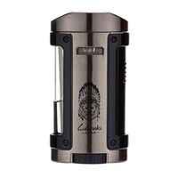 LUBINSKI Torch Cigar Lighter,Windproof Butane Four Torch Jet Blue Flame QuadrupleTorch Cigarette Lighter for Cigar Cooking BBQ Topsense (Black)
