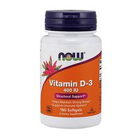 NOW Supplements, Vitamin D-3 400 IU, Strong Bones*, Structural Support*, 180 Softgels