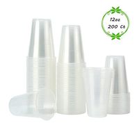 [200 Pack - 12 oz.] Tashiliving Crystal Clear PP Plastic Cups,Disposable Plastic Cups
