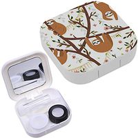 Portable Contact Lens Case Box Travel Kit Mirror + Bottle + Tweezers Container Holder [ Funny Sloths ]