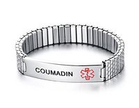 HUANIAN Free Engraving-Unisex Stainless Steel Medical Alert ID Stretch Bracelet for Men and Women