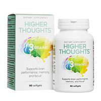 3 Brains by Natural Factors, Higher Thoughts, Support for Cognitive Health and Brain Function, Daily Dietary Supplement, 90 Softgels (45 Servings)