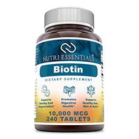 Nutri Essentials Biotin 10000 Mcg Tablets Dietary Supplements (Non-GMO, Gluten-Free) - Supports Healthy Cells Regeneration - Promotes Digestive Support (240 Count)