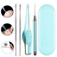 4 Pack Ear Wax Removal Tool Kit with Light, Ear Pick Ear Cleaning Tools Set for Kids and Adults, Ear Picks Digger & Tweezers & Spiral Spring Ear Spoon with Storage Box (Blue)