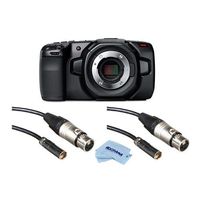 Blackmagic Design BMPCC Pocket Cinema Camera 4K Body Only with Active Micro Four Thirds Lens Mount 19.5in Mini XLR Cable for Video Assist 4K Monitor, Set of 2, Cleaning Cloth