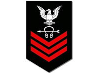 American Vinyl US Navy Rank Sonar Technician First Class Insignia Sticker (SSI Logo Naval tech arm)