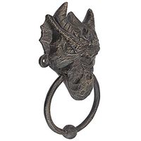 Design Toscano QH18266 Head of The Dragon Foundry Iron Door Knocker, Black
