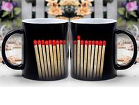 Amymami Personalized Gifts Heat Changing Magic Coffee Mug - Match Lighter Matches Sticks Match Head Wood