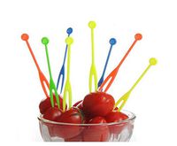 Plastic Disposable 3.5" Fruit Forks Cocktail Sticks Party Supplies Plates Picks Dessert Forks Cake Forks (300pcs Colorful)