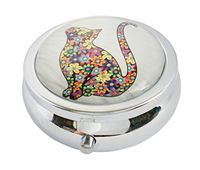 Halulu Cat Custom Fashion Round Glass Pill Case 2.1 Inch Tablet Holder Storage Bag Wallet