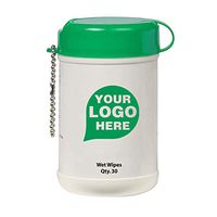 Mini Wet Wipe Canister - 100 Quantity - $2.45 Each - Promotional Product/Branded/Bulk/Customized W/Your Logo.