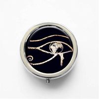 RhyNSky Eye of Horus Mini Portable Pocket Pill Box Case Holder for Purse, 3 Compartments, Silvery, C1416