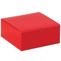 Aviditi Fiberboard Holiday Gift Box, 8" L x 8" W x 3-1/2" H, Red, Case of 100 (GB883R)