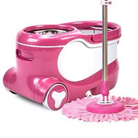 Spin Mop Bucket Bucket and Wringer Set Bucket With Wheels And EasyWring Dryer Basket for Floor Home Cleaning (Color : Pink)