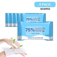 Alcohol Wipes 75% Alcohol Wet Wipes, Portable Hand Alcohol Wipes for Family All Daily Protection(6 Packs,60 Wipes)