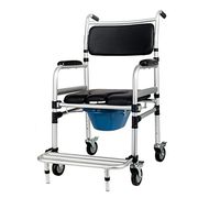 Tx Non-Slip Folding Strong and Stable Commode Chair with Padded Toilet Seat Bathroom Shower Stool Elderly Person/Pregnant Woman/Handicapped Person Mobile Potty Chair Belt Wheel