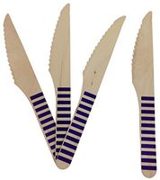 Just Artifacts Wooden Cutlery Utensil 12pcs StripedRoyal Purple Knife