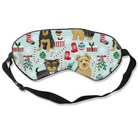 O-X_X-O New Yorkie Christmas Dog Sleep Mask Adjustable Sleep Eye Mask Lightweight and Comfortable Eye Cover Blindfold Eyeshade for Sleeping Travel Shift Work Naps Meditation & Night