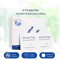 Alcohol Prep Pads, 75% Alcohol Disinfectant Cotton Slices, 100 Pcs Sterile Alcohol Gauze Pads Individually Wrapped Swap Pad Wet Wipe for Outdoor Skin Cleaning Care, 6x6 cm