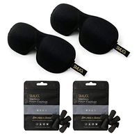 SMUG Eyelash Friendly Contoured 3D Blackout Beauty Sleep Mask/Eye Mask Twin Pack Set with Earplugs (8 Pairs), Black