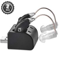 Digital Hearing Amplifiers - Rechargeable Premium BTE Personal Sound Amplifier Pair with USB Dock, Behind The Ear Hearing Enhancement Devices with Long Lasting Battery Life, Black