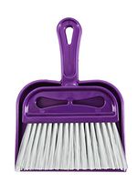UNIWARE Mini Hand Brush & Dustpan Set with Extra-Long Bristles, 3 Colors (Purple)