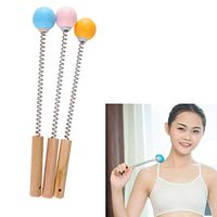 Golf Ball Massager Hammer with Spring Wooden Handle Handheld Massage for Pain Relief Neck Back Massager Ball Manual Massage (Gray)