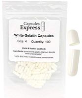 Capsules Express- Size 4 White Empty Gelatin Capsules 100 Count - Kosher Certified - Gluten-Free Pure Bovine Gelatin Pill Capsule - DIY Powder Filling
