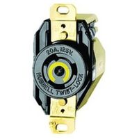 Hubbell Wiring Systems Locking Devices, Twist-Lock, Industrial, Flush Receptacle, 30A 277V AC, 2-Pole 3-Wire Grounding, L7-30R, Screw Terminal, Black